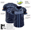 Custom Navy White Pinstripe Light Blue Authentic Baseball Jersey