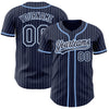 Custom Navy White Pinstripe Light Blue Authentic Baseball Jersey