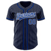 Custom Navy White Pinstripe Royal Authentic Baseball Jersey