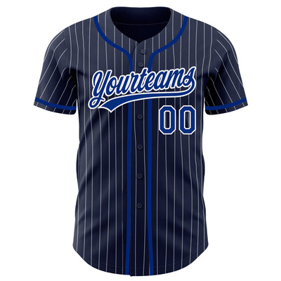 Custom Navy White Pinstripe Royal Authentic Baseball Jersey