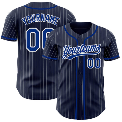 Custom Navy White Pinstripe Royal Authentic Baseball Jersey