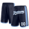 Custom Navy White-Light Blue Authentic Basketball Shorts