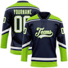 Custom Navy White-Neon Green Hockey Lace Neck Jersey