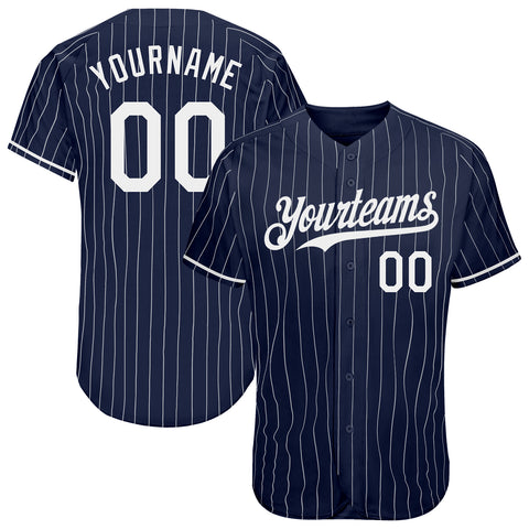 Custom Pinstripe Baseball Jersey Navy White Authentic - FansIdea