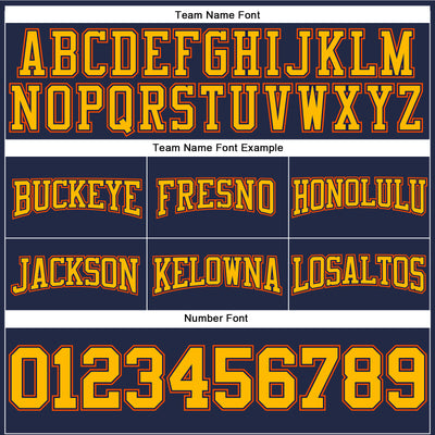 Custom Stitched Navy Gold-Orange Football Pullover Sweatshirt Hoodie