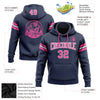 Custom Stitched Navy Pink-White Football Pullover Sweatshirt Hoodie