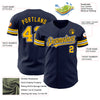 Custom Navy Gold-White Authentic Baseball Jersey