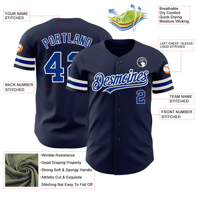 Custom Navy Royal-White Authentic Baseball Jersey