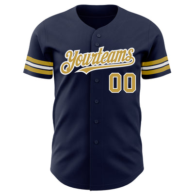 Custom Navy Old Gold-White Authentic Baseball Jersey