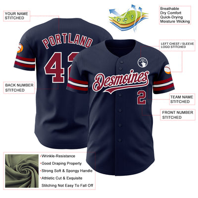 Custom Navy Crimson-White Authentic Baseball Jersey