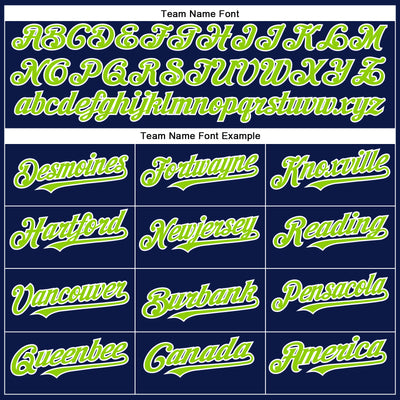 Custom Navy Neon Green-White Authentic Baseball Jersey