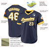 Custom Navy White-Gold Authentic Throwback Baseball Jersey