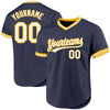 Custom Navy White-Gold Authentic Throwback Baseball Jersey