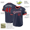 Custom Navy Red-Gray Authentic Throwback Baseball Jersey