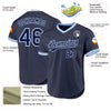 Custom Navy Light Blue-White Authentic Throwback Baseball Jersey