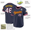 Custom Navy Maroon-Gold Authentic Throwback Baseball Jersey