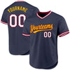 Custom Navy Maroon-Gold Authentic Throwback Baseball Jersey