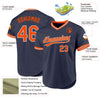 Custom Navy Orange-Gray Authentic Throwback Baseball Jersey