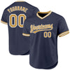 Custom Navy Old Gold-White Authentic Throwback Baseball Jersey