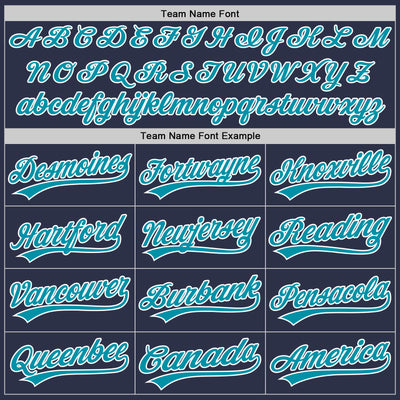 Custom Navy Teal-White Authentic Throwback Baseball Jersey