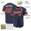 Custom Navy Red-White Authentic Throwback Baseball Jersey