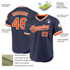 Custom Navy Orange-White Authentic Throwback Baseball Jersey