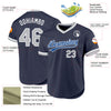 Custom Navy Gray Blue-White Authentic Throwback Baseball Jersey