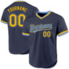 Custom Navy Gold-Light Blue Authentic Throwback Baseball Jersey