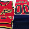 Custom Navy Old Gold-Red Authentic Throwback Basketball Jersey