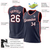 Custom Navy White-Red Authentic Throwback Basketball Jersey