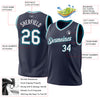 Custom Navy White-Teal Authentic Throwback Basketball Jersey