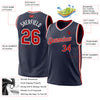 Custom Navy Red-White Authentic Throwback Basketball Jersey