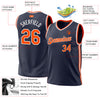 Custom Navy Orange-White Authentic Throwback Basketball Jersey