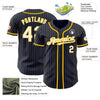 Custom Navy Yellow Pinstripe White Authentic Baseball Jersey