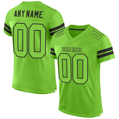 Custom Navy Neon Green-White Mesh Authentic Football Jersey