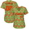 Custom Neon Green Orange-Black 3D Pattern Design Authentic Baseball Jersey