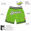 Custom Neon Green White Pinstripe White-Black Authentic Basketball Shorts