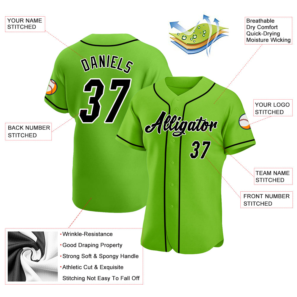 Custom Gray Neon Green-Black Authentic Fade Fashion Baseball Jersey Women's Size:XL