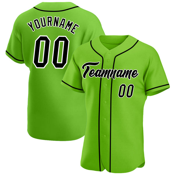 Custom Baseball Jersey Black Neon Green Authentic Youth Size:M