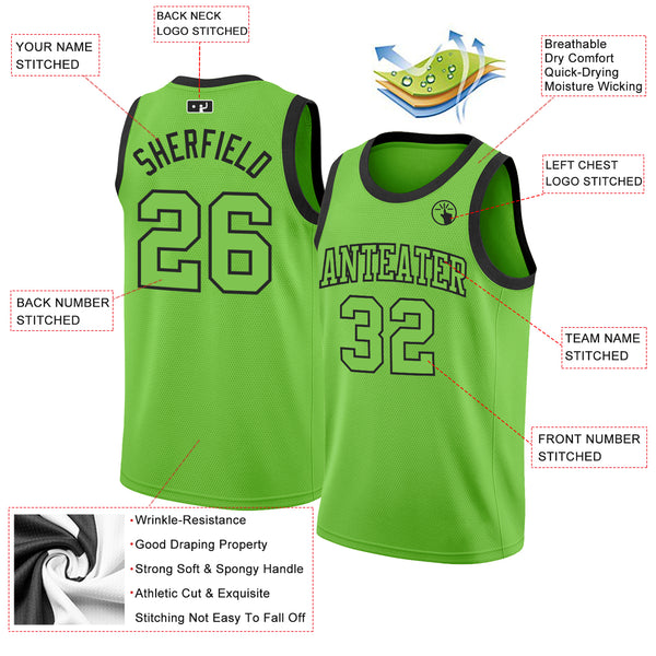 FANSIDEA Custom Neon Green Green Authentic Throwback Basketball Jersey Men's Size:2XL