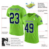 Custom Neon Green Navy-White Mesh Authentic Football Jersey