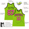 Custom Neon Green White Pinstripe Pink-Black Authentic Basketball Jersey