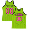 Custom Neon Green White Pinstripe Pink-Black Authentic Basketball Jersey