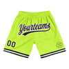 Custom Neon Green Black-White Authentic Throwback Basketball Shorts