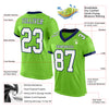 Custom Neon Green White-Navy Mesh Authentic Football Jersey