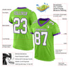 Custom Neon Green White-Purple Mesh Authentic Football Jersey