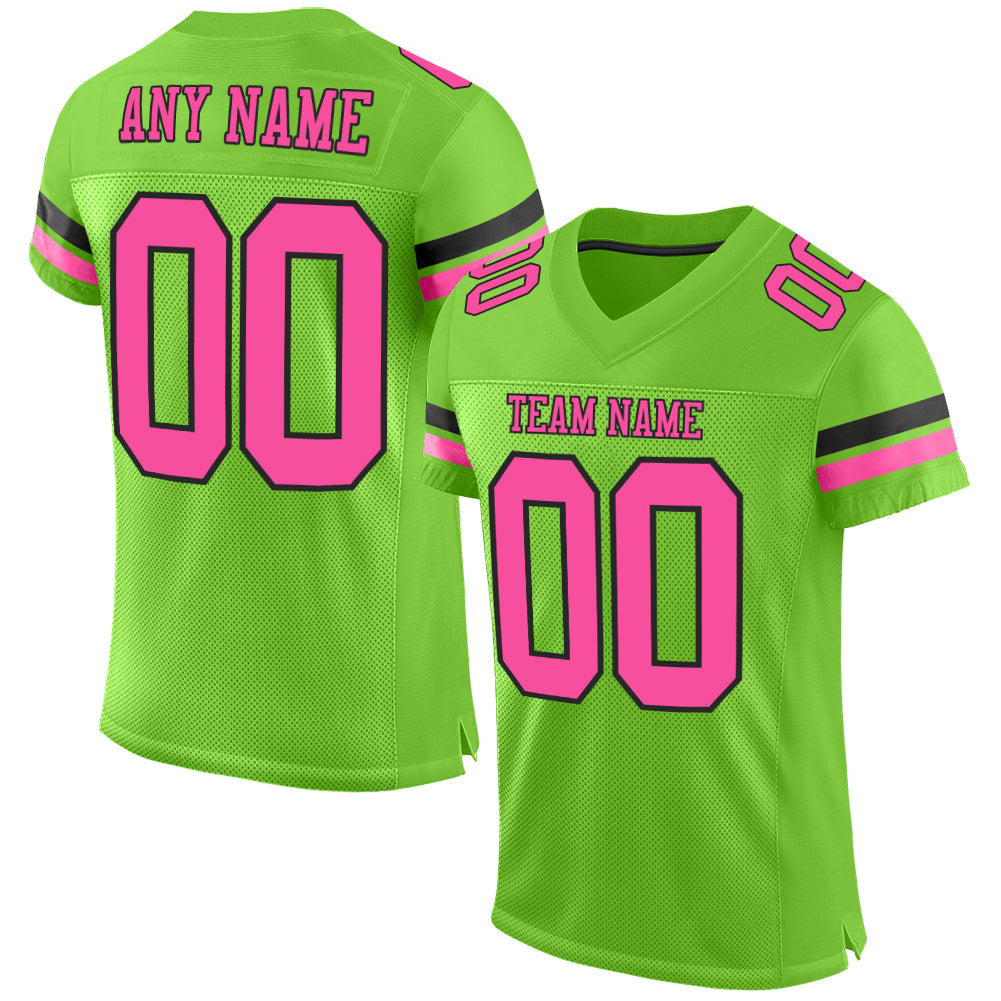 Custom Black Football Jersey Light Blue-Pink Mesh Authentic - FansIdea