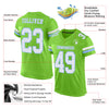 Custom Neon Green White-Light Blue Mesh Authentic Football Jersey