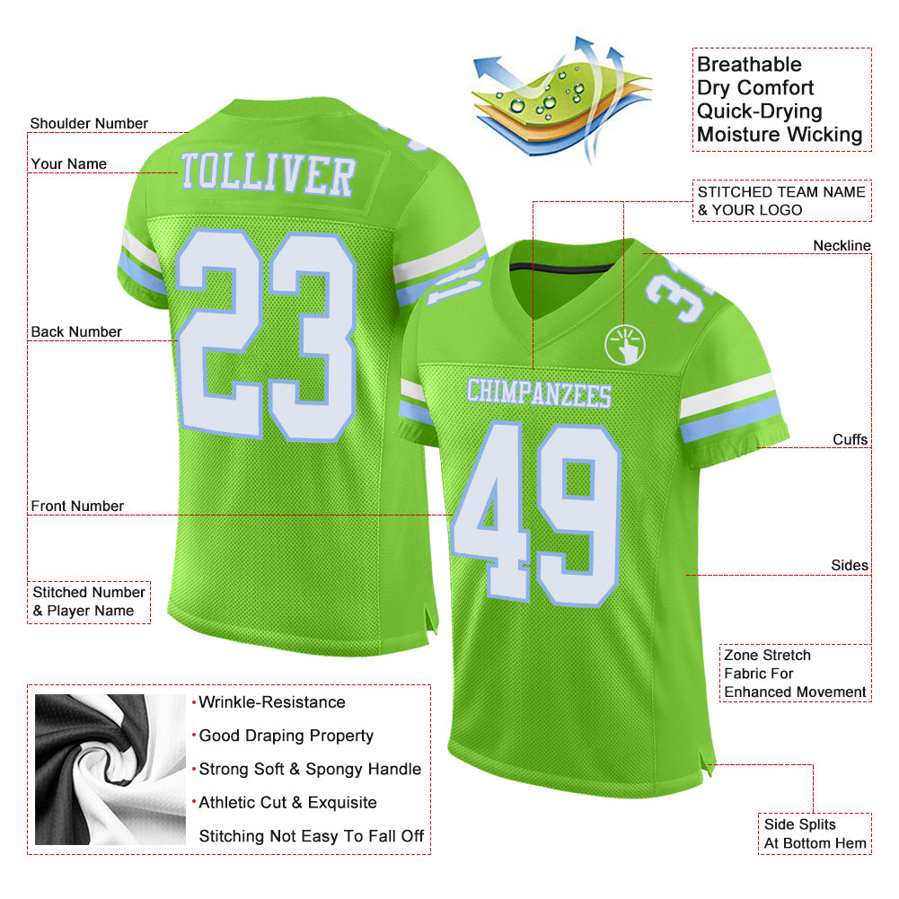 Custom Pink Neon Green-White Mesh Authentic Football Jersey