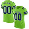 Custom Neon Green Navy-Gray Mesh Authentic Football Jersey